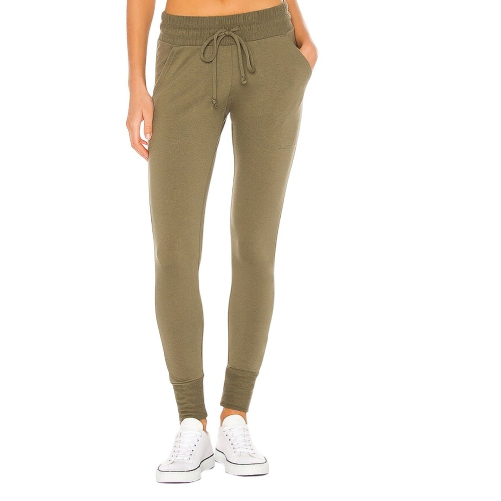 Free People Movement L Sunny Skinny‎ Sweatpants Olive Green Joggers Pockets